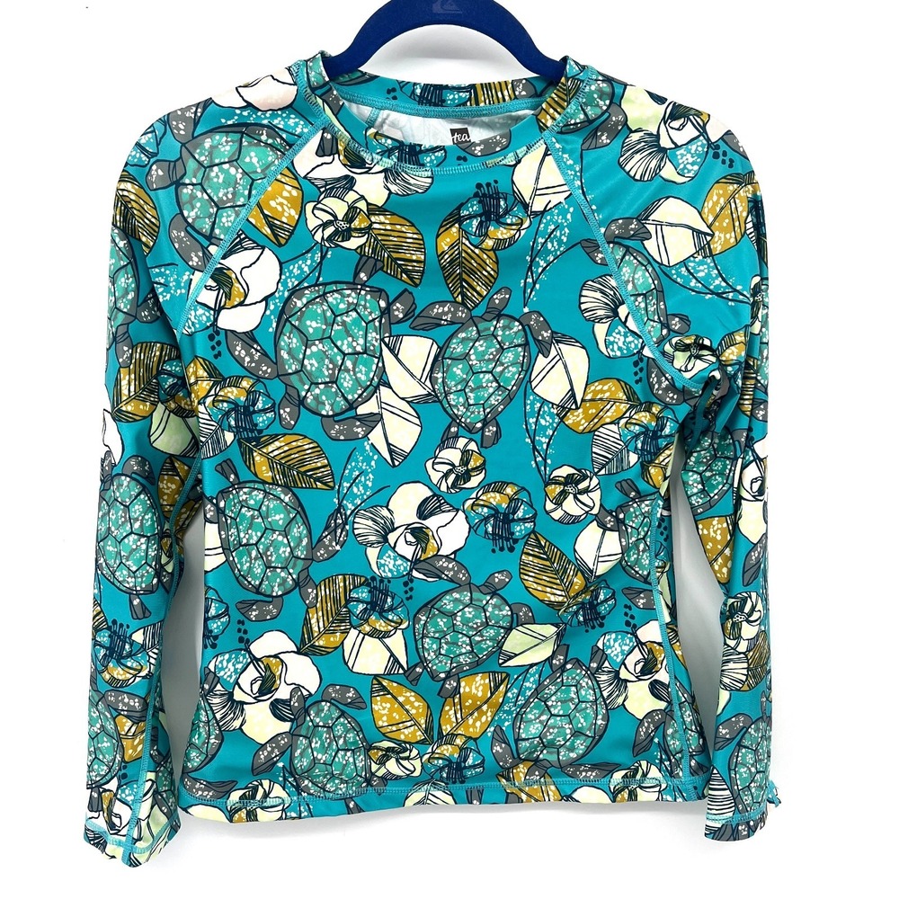 TEA collection long sleeve swim rash guard tropical turtle floral vacation 16